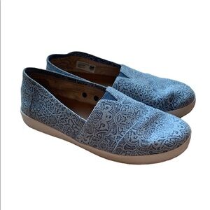 TOMS Avalon Blue Tile Suede Canvas slip on shoes